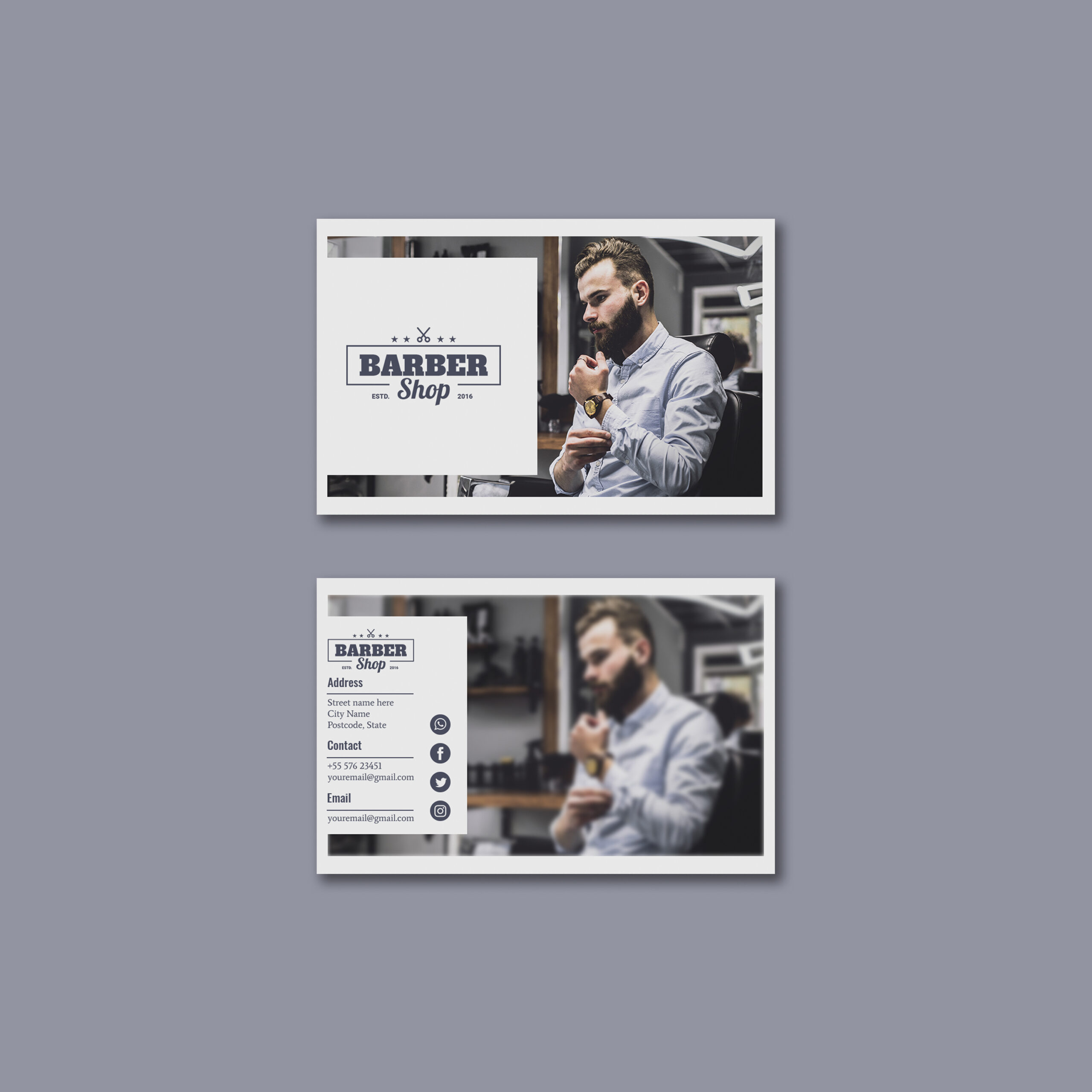 فایل لایه باز قالب کارت ویزیت آرایشگاه