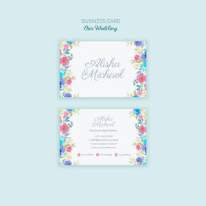 فایل لایه باز کارت ویزیت با گل های رنگی