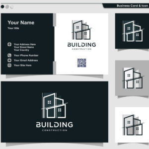 کارت ویزیت طرح ساختمان رنگ تیره