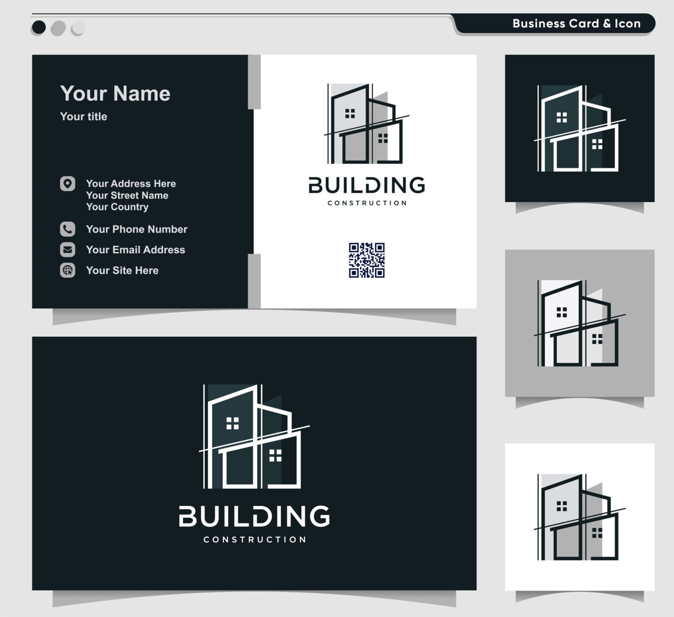 کارت ویزیت طرح ساختمان رنگ تیره