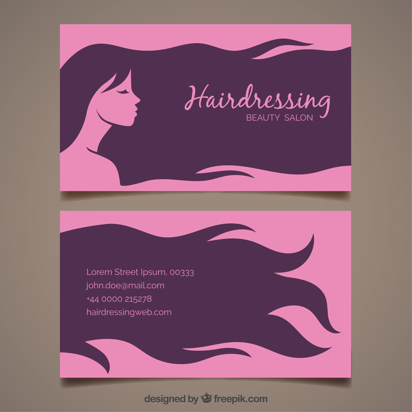 طرح لایه باز کارت ویزیت صورتی آرایشگاه بانوان