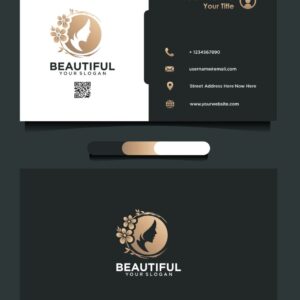 لوگو الهام گرفته ازصورت زن زیبا با کارت ویزیت گل