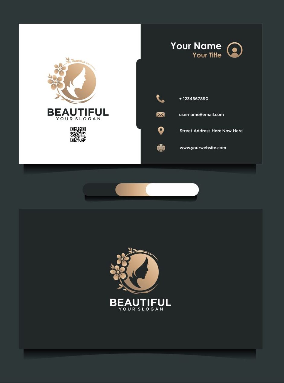 لوگو الهام گرفته ازصورت زن زیبا با کارت ویزیت گل