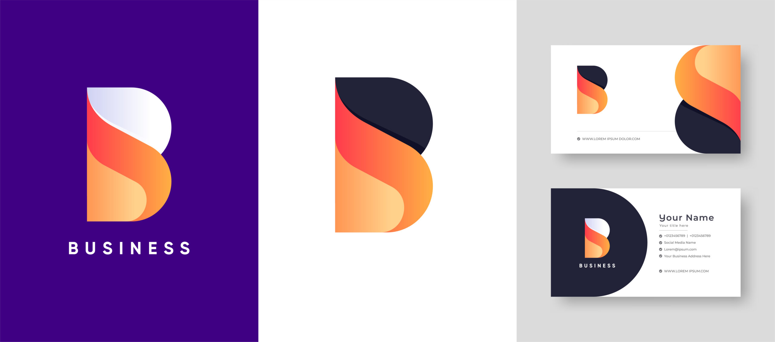 کارت ویزیت همراه با لوگو طرح حرف B رنگارنگ