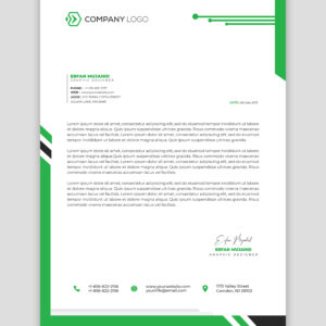 فایل لایه باز الگوی سربرگ شرکتی با تم رنگی سبز