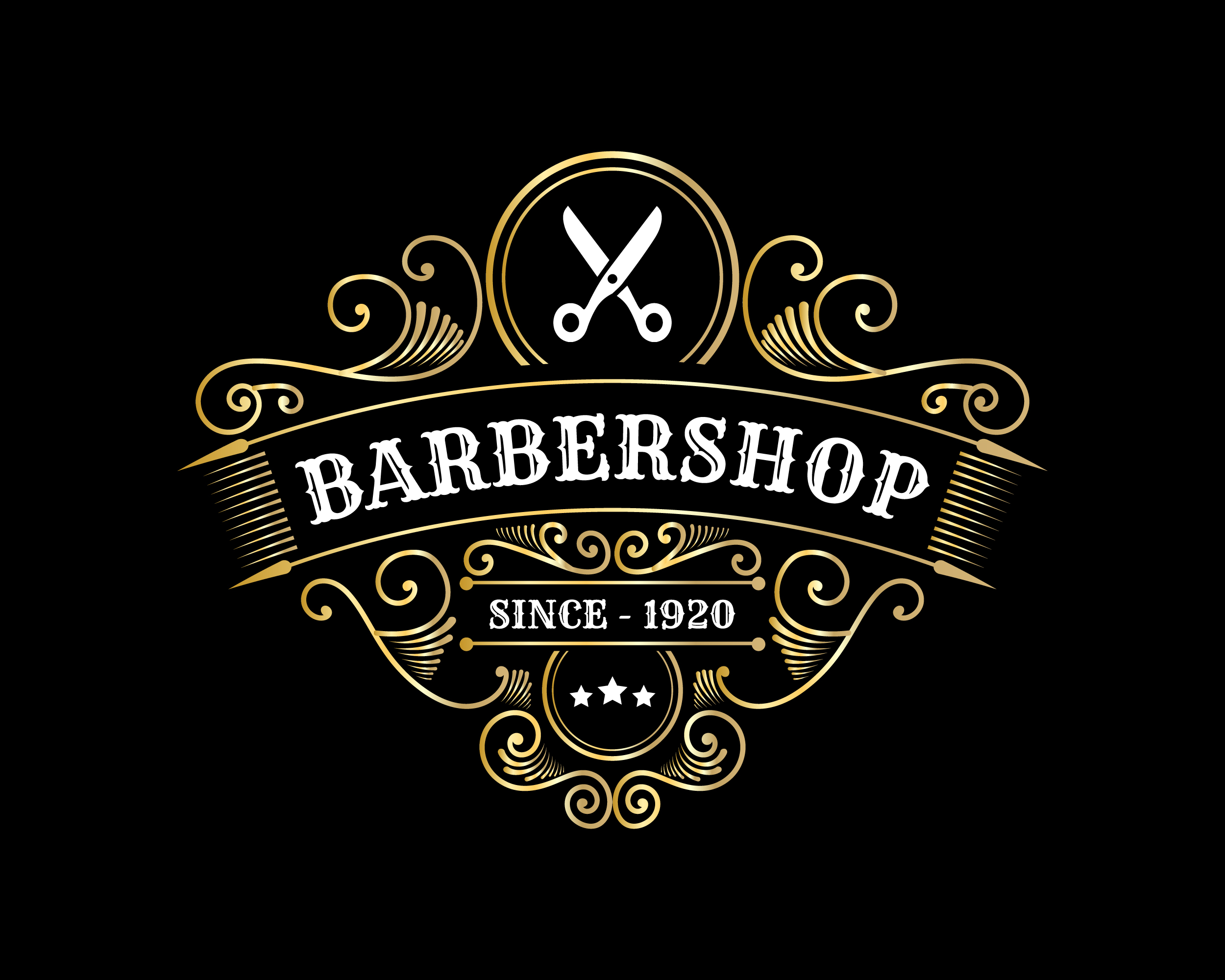 لوگو براق سلطنتی قاب تزئینی آرایشگاه طرح قیچی