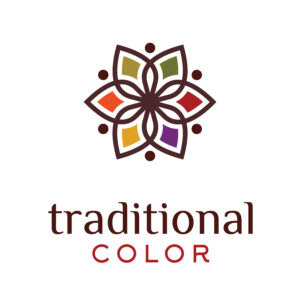 لوگو طرح سنتی رنگارنگ با پس زمینه سفید