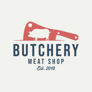 لوگو قصابی طرح چاقو ساطور قرمز