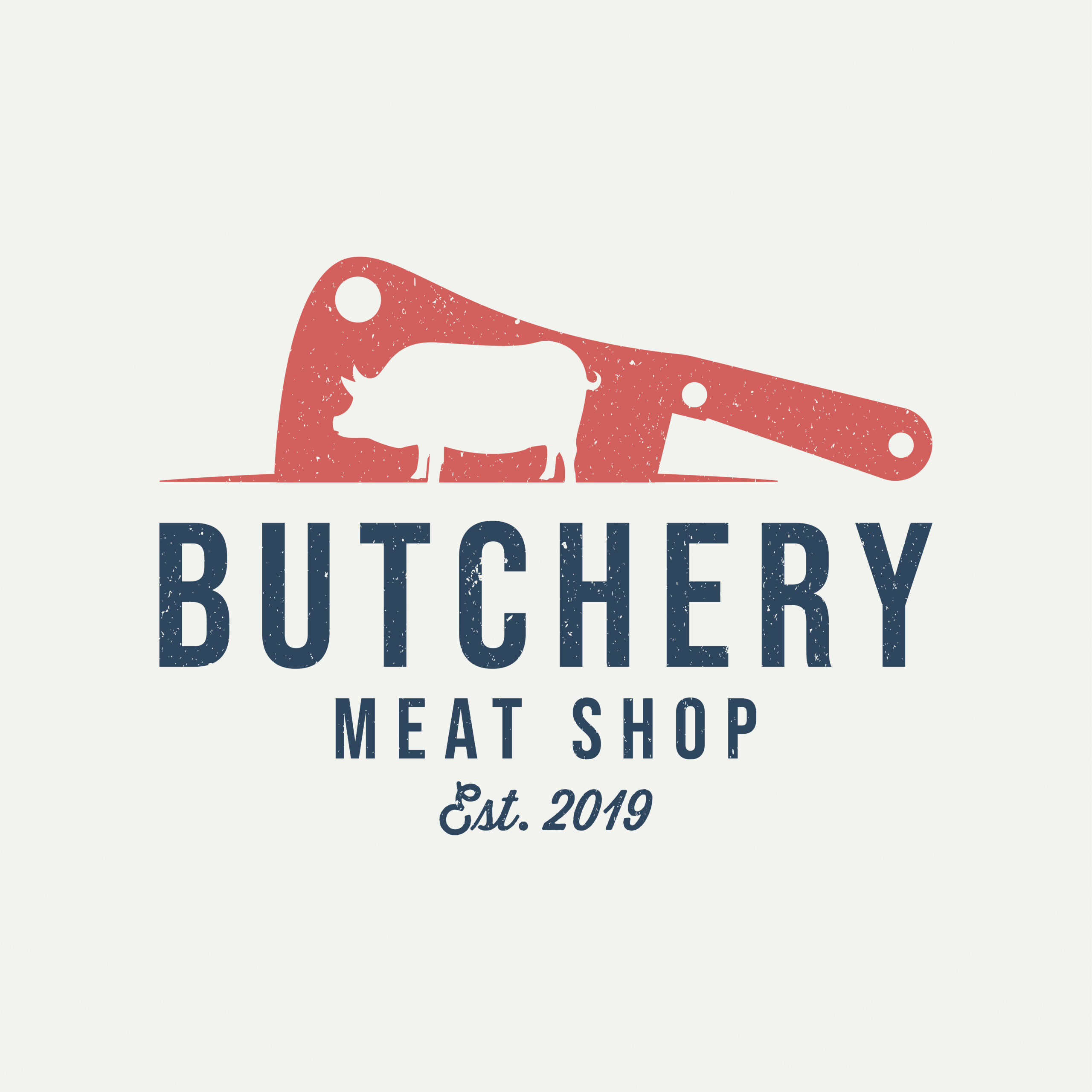 لوگو قصابی طرح چاقو ساطور قرمز