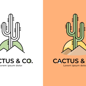 وکتور الگوی لوگو کاکتوس طراحی شده با دست