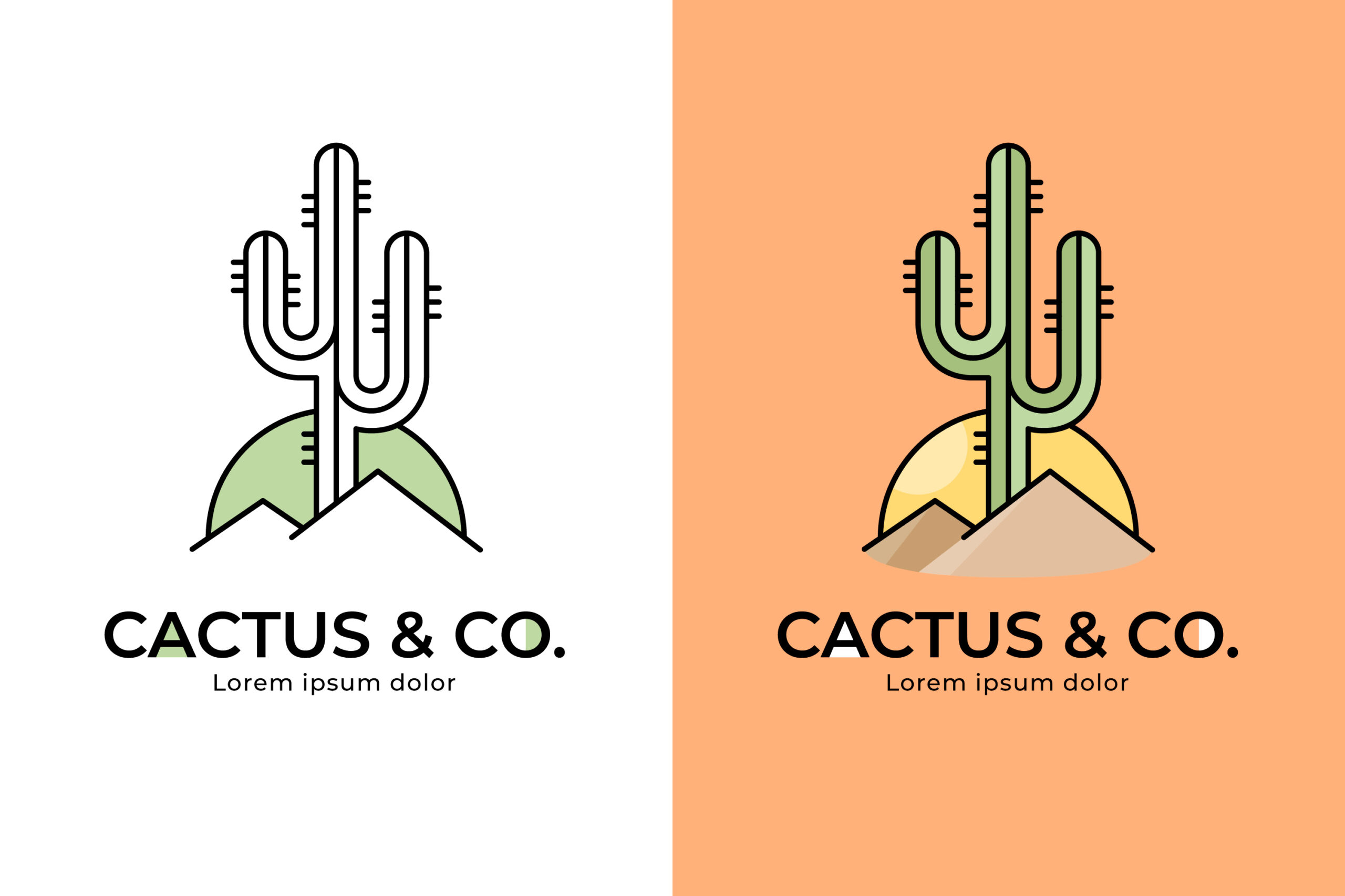 وکتور الگوی لوگو کاکتوس طراحی شده با دست