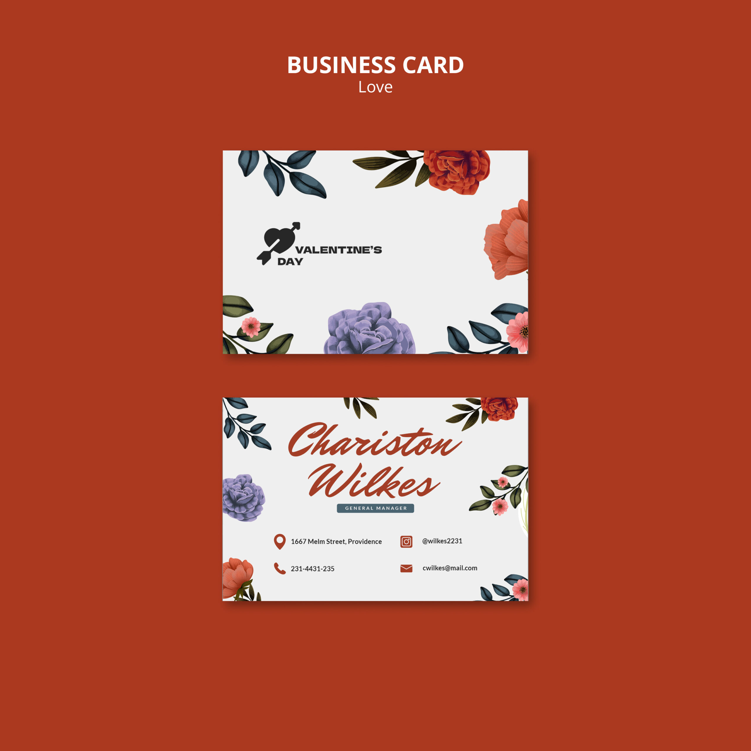 فایل لایه باز کارت ویزیت تجاری طرح گل