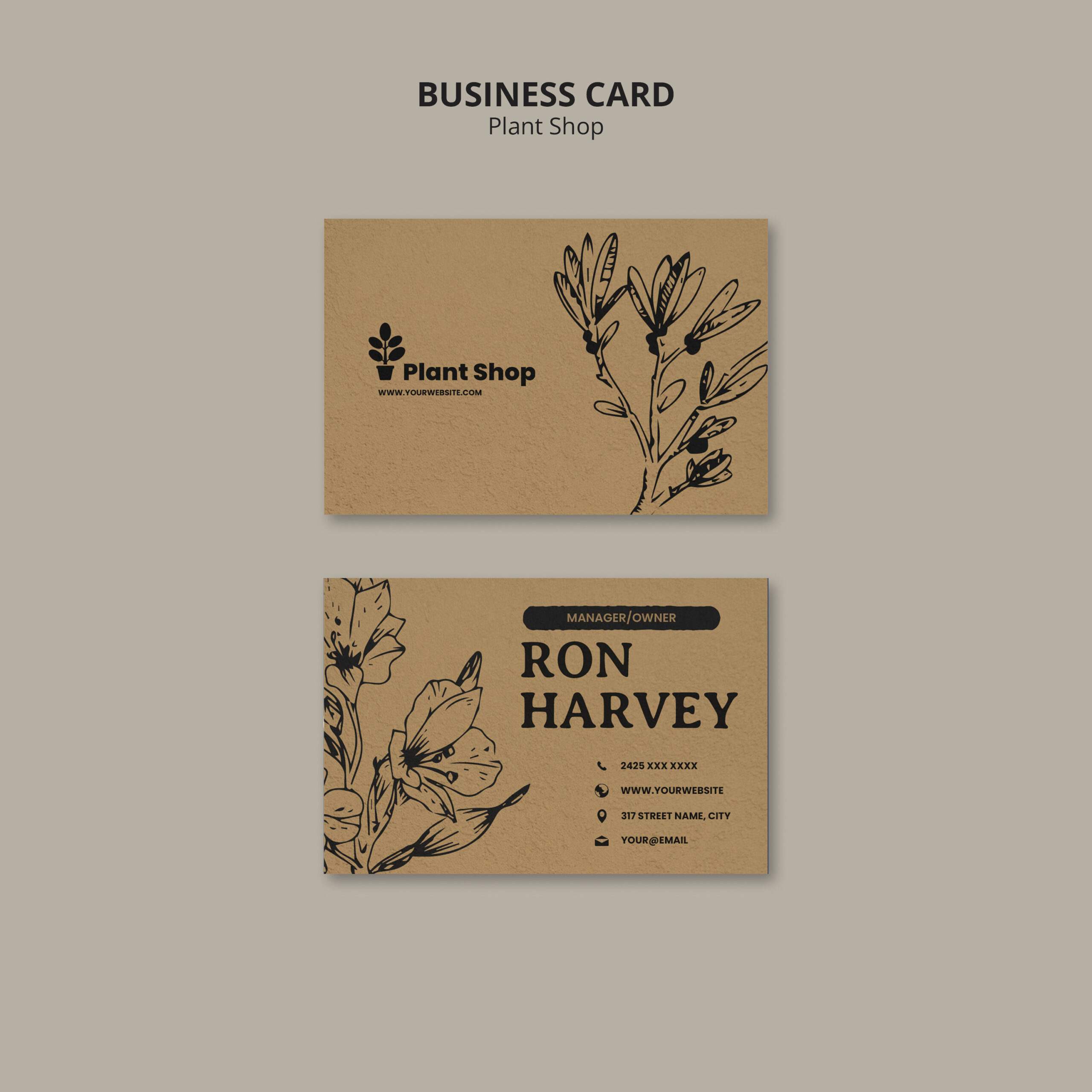 فایل لایه باز نمونه طراحی کارت ویزیت فروشگاه گل و گیاه