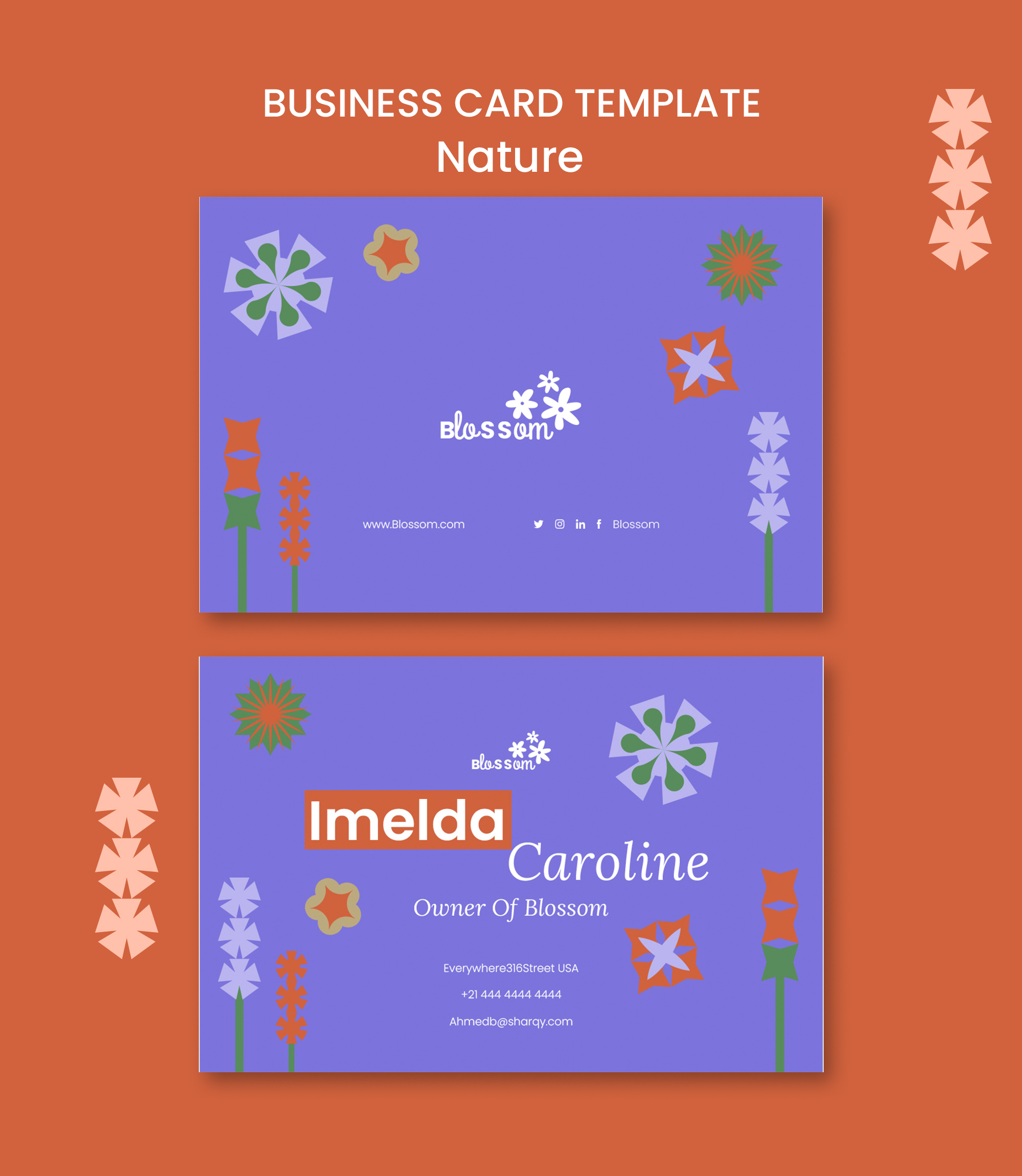 فایل لایه باز کارت ویزیت رنگ بنفش