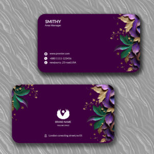 فایل لایه باز کارت ویزیت تجاری با تم بنفش