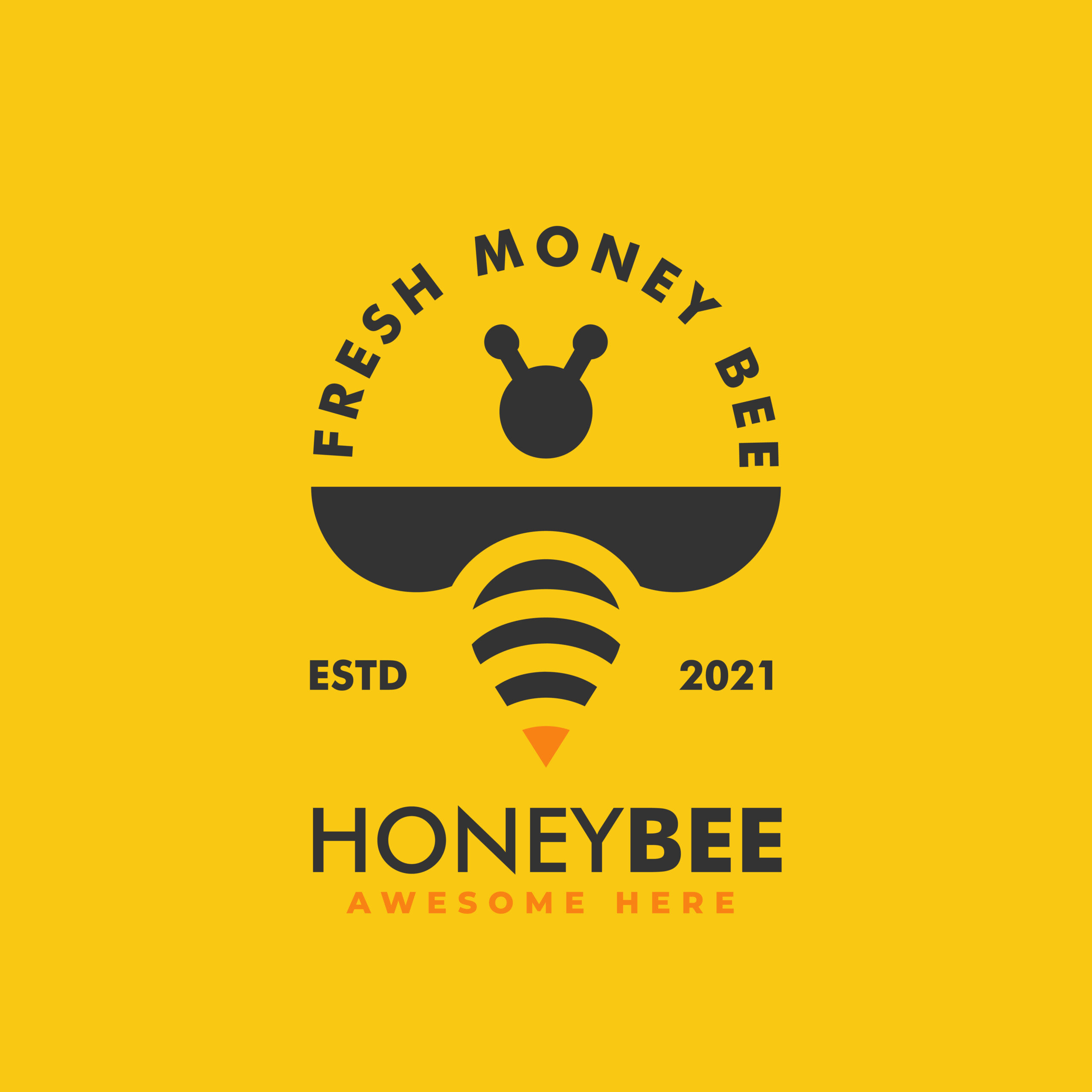 لوگو طرح زنبور عسل با پس زمینه زرد