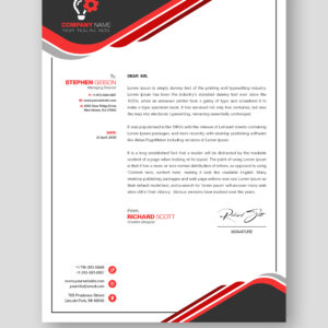 فایل لایه باز الگوی سربرگ شرکت با رنگ قرمز